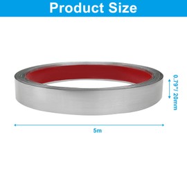 Hordion Metal Molding Trim Peel and Stick, 16.4 ft x 0.8 in Stainless Steel Wall Trim Self-Adhesive for Fireplace Mirror Frame Furniture and Home Decoration, Silver