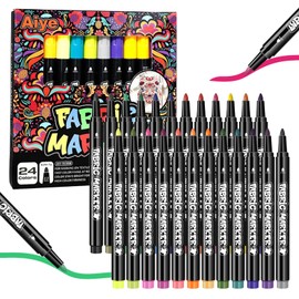 KYSUN 24 Color Fabric Markers Pens Set, Textile Marker Pen, Fabric Markers Washable Resistant, Fabric Paint Pens for Clothes, Fabric Pens, Art Markers Craft Paint Pens for Clothes Bag DIY Crafting