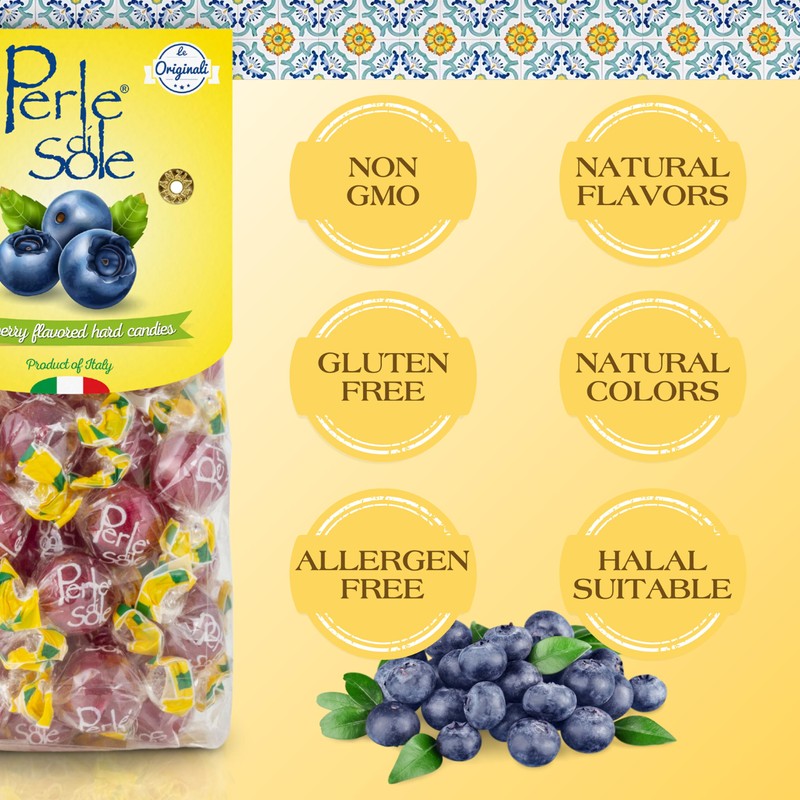 Perle di Sole Italian Candy - Blueberry Hard Candy with