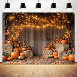 7x5ft Fall Pumpkin Backdrop Autumn Maple Leaves Thanksgiving Party Supplies Farm Harvest Photo Booth Banner