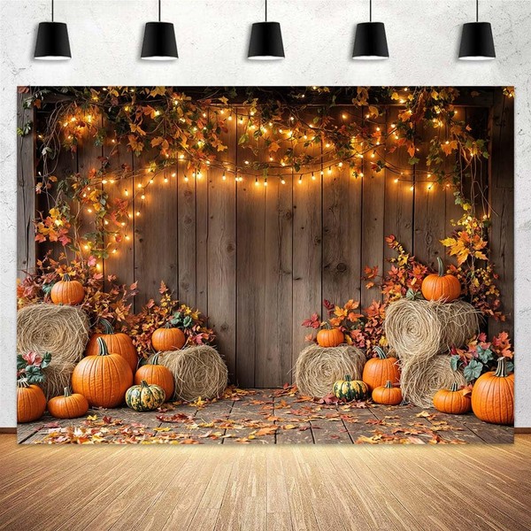 7x5ft Fall Pumpkin Backdrop Autumn Maple Leaves Thanksgiving Party Supplies