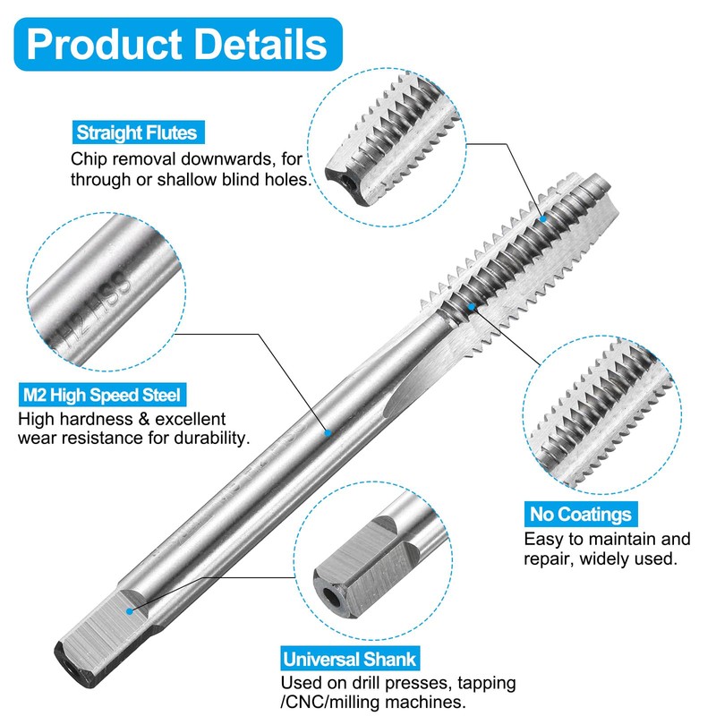 sourcing map Tap and Drill Bit Set, 2pcs M8 x