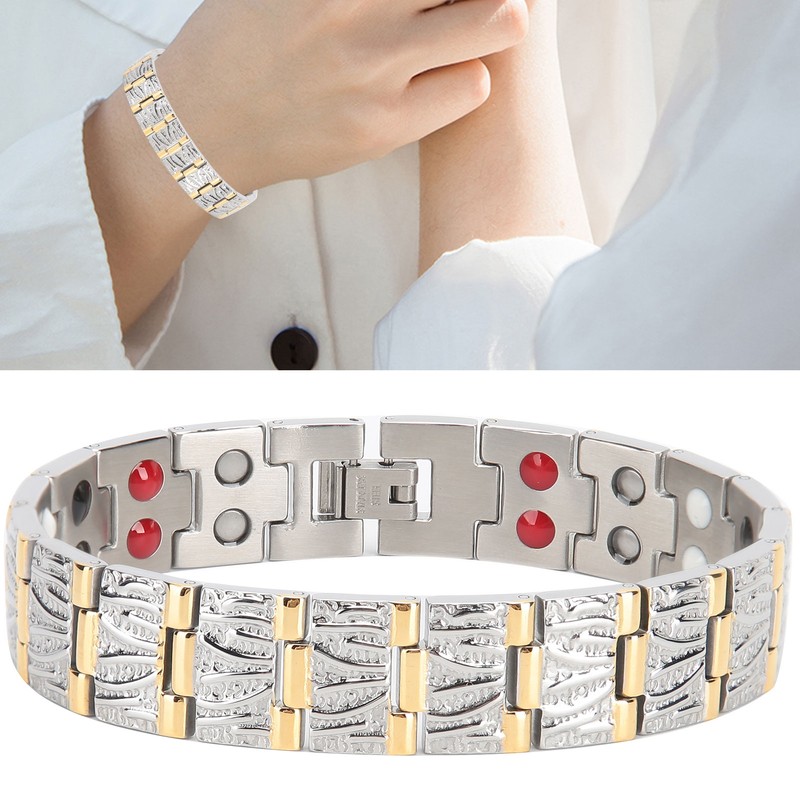 Golden Men Bracelet Fashionable Magnet Hand Chain Stainless Steel Pain