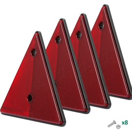 DARKGUARD 4 x Pendant Reflector Triangles Red Screw-On 150 x 10 x 132 mm E-Approved Rear Light Hanger Triangle Pendant Cat's Eye Reflector for Motorcycle Truck Car Tractor Caravan (Triangular Screw-On