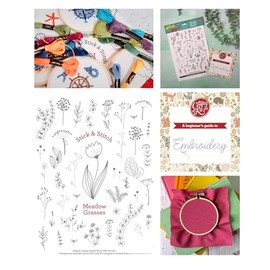 Meadow Grasses Flowers Floral Stick & Stitch Embroidery Patterns Water Soluble Transfers Pre Printed Wash Away