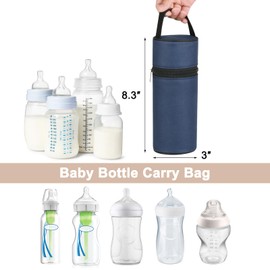 Beautyflier Insulated Baby Bottle Tote Bags, Portable Breastmilk Baby Bottle Cooler Storage, Travel Carrier Bag for Dr. Brown’s Natural Narrow Baby Bottles 2oz, 4oz, 8oz, 9oz (Deep Blue)
