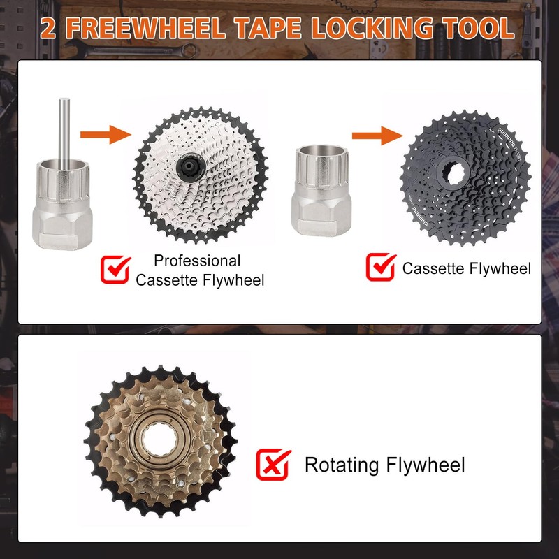 nutmanel Bicycle Chain Whip, 3 Pieces Sprocket Remover Cassette Lock