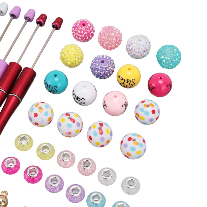 12PCS Beadable Pens Kit Bright Colors DIY Making Beaded Ballpoint