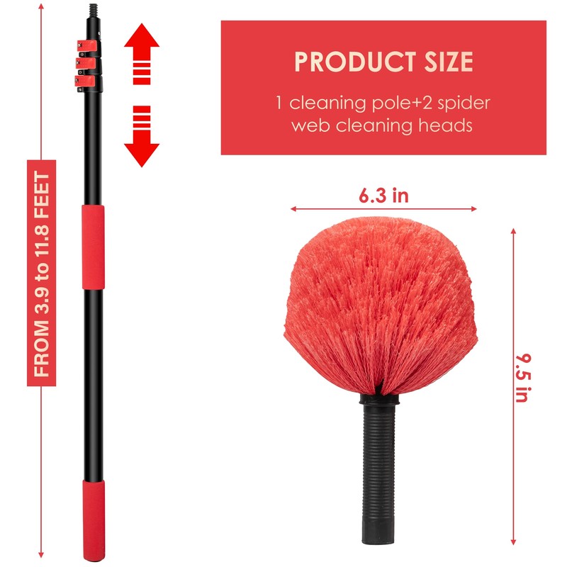 5-12 FT Cobweb Duster with Extension Pole, 20 FT High