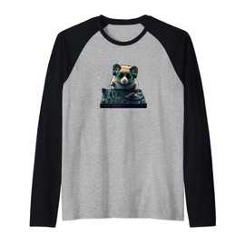 Hamster DJ Raglan Baseball Tee