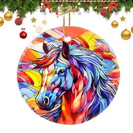 Funny Christmas Animals Ornament 2024, Animals Christmas Ornament, Acrylic Christmas Hanging Ornaments Pendant, Christmas for Friends、Children or Family (ColorfulHorse)