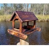 14 Inch Post Mount Cedar Wood Fly Through Platform Bird