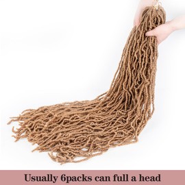 40 Inch New Soft Locs Crochet Hair honey blonde 6 Packs Faux Locs Crochet Braids Hair Pre Looped Synthetic Brown Super Long Pre Extended Crochet Locs Braiding Hair (40 Inch (Pack of 6), 27#)