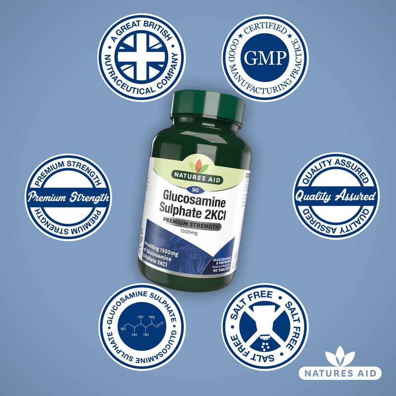 Natures Aid Glucosamine Sulphate 1500 mg, High Strength, Salt Free,