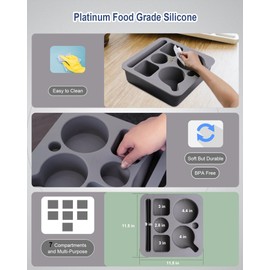 Couch Cup Holder Tray, Bonfixe Stable Couch Caddy for Bed and Sofa, Upgraded Capacity Health-Friendly Silicone Anti-Spill Drink Holder Organizer for Snacks Beverage (White-Black)