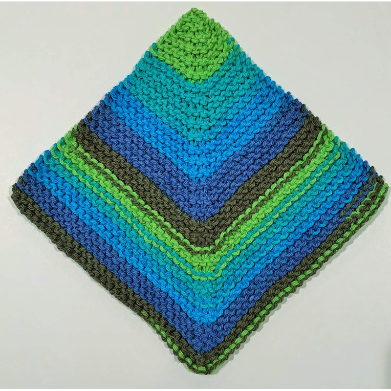 Handmade Knit Stripe Dish Cloth - set of 2-100% cotton