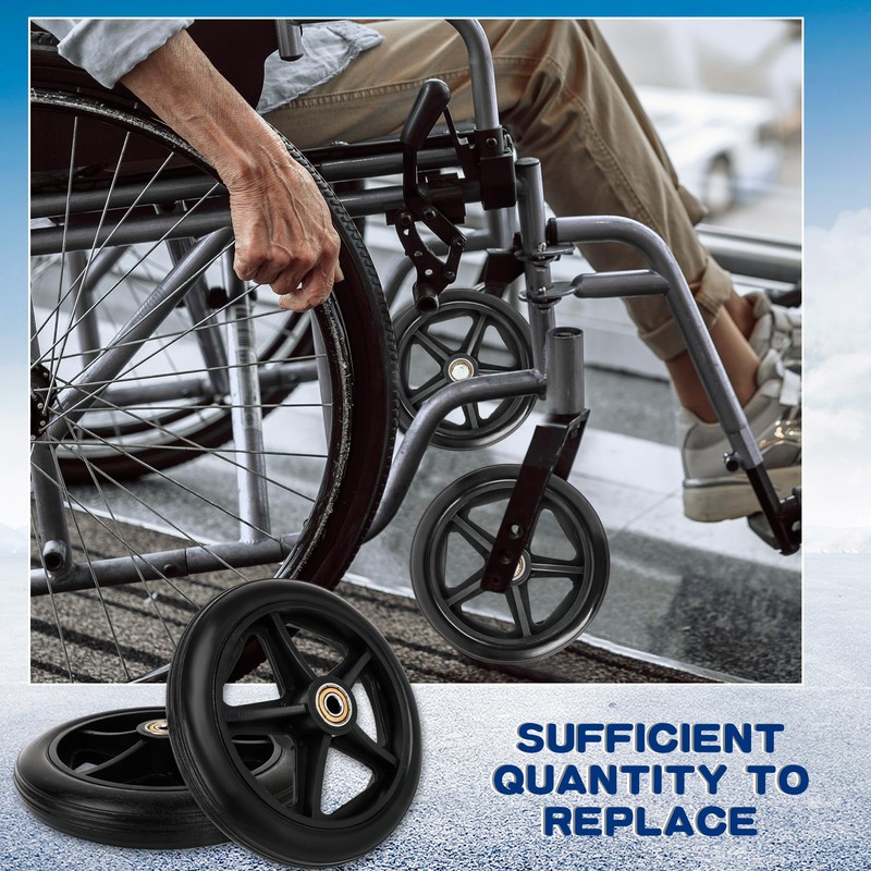 6 Pcs 6 Inch Replacement Walker Wheels with Bearing and