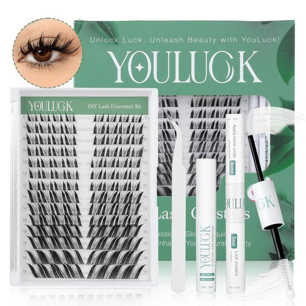 YOULUCK Manga Lash Clusters Individual Lashes Waterproof and Windproof Long-Lasting
