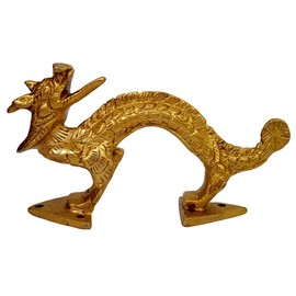 Purpledip 11425A Brass Mythical Dragon Mystical Oriental Theme Door Window Handle Home Restaurant Hardware