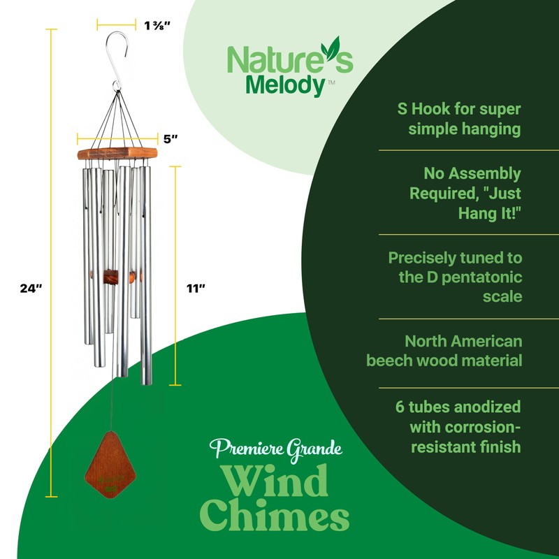 Nature’s Melody Premiere Grande Tunes Wind Chimes – Outdoor Windchime