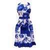 Ragged Rose Frilly Apron, Cotton, Blue, M-L