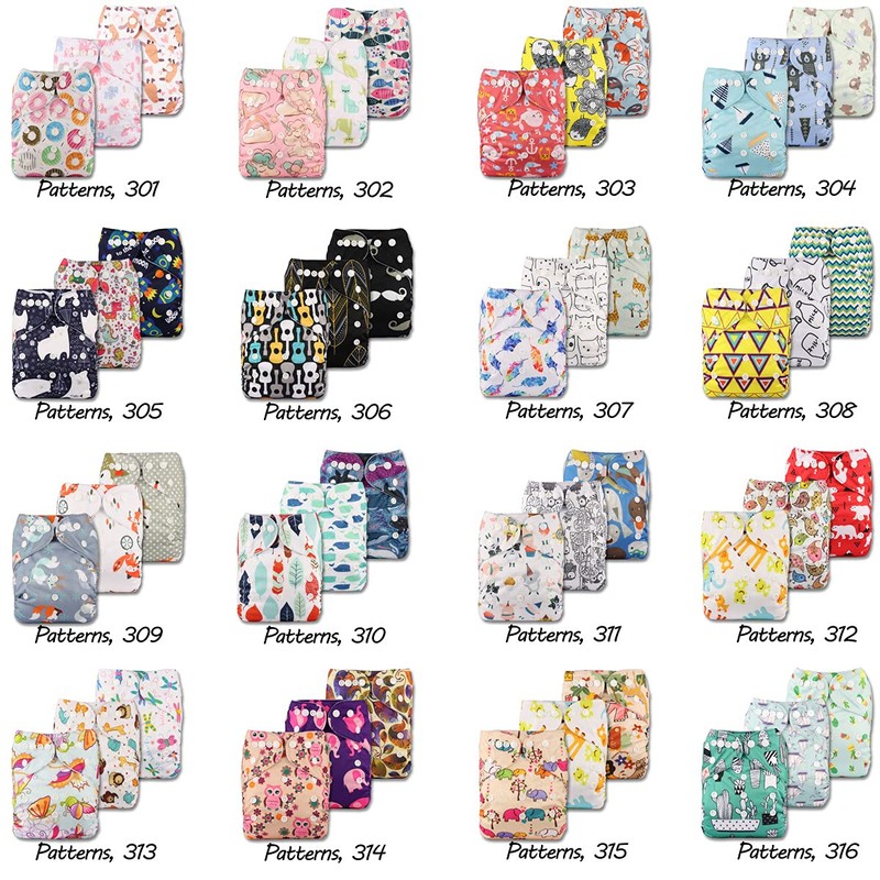 Littles & Bloomz, Reusable Pocket Cloth Nappy, Fastener: Popper, Set