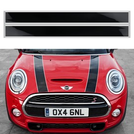OYDDL bonnet sticker for Mini Cooper, racing stripes universal car sticker with cloth and scraper (white & black)