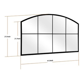 WAMIRRO Wide Window Pane Black Mirror,Farmhouse Arched Wall Mirrors,Grid Mirrors for Fireplace/Entryway/Hallway/Living Room,28“X42” (Black Wide Mirror)