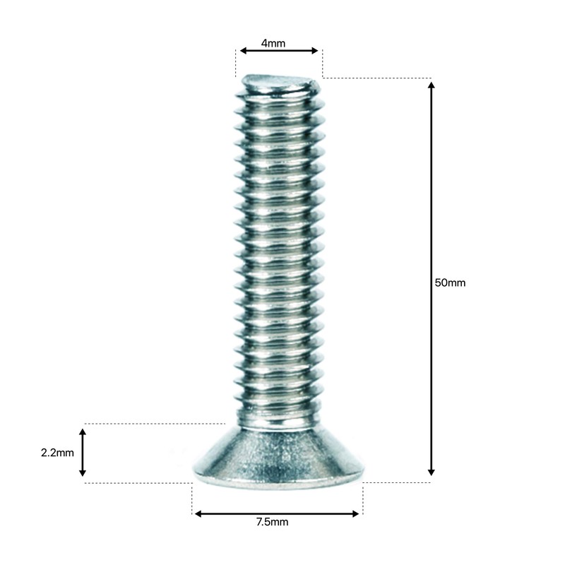 M4 (4mm x 50mm) Phillips Countersunk Machine Screws Flat Head