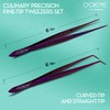 O'Creme Purple Stainless Steel Precision Kitchen Culinary Fine-Tip Tweezer Tongs,