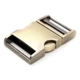 CRAFTMEMORE 1 inch Metal Curved Side Release Buckle Adjustable Clip Lock for Belt Backpacks Dog Collar 2 Pack (Brushed Brass)