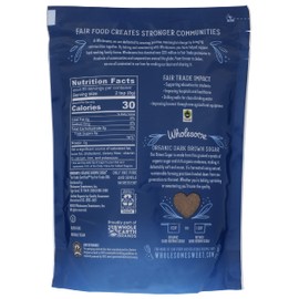Wholesome Sweeteners 24-Ounce Organic Dark Brown Sugar, Fair Trade, Non GMO, Gluten Free & Vegan, Sugar for Baking and Glazing, 1 Pack