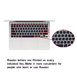 HRH Russian Language Keyboard Cover Skin Silicone Keyboard Cover Protector for MacBook Air 13 Inch 2020 with Touch ID (MODLE A2179 and A2337 M1 Chip,US Layout)