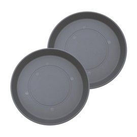 The HC Companies Round Prima Flower Pot Saucers - Plastic Plant Saucer for Outdoors & Indoors - Traditional Plant Pot Trays for Water Drainage -Durable Plant Tray (17.5-inch Warm Gray, Pack of 2)