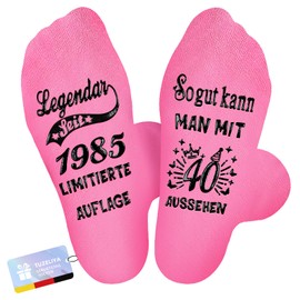 TUZELIYA 2025 Original Birthday 18-80 Woman, Funny Socks with Saying Legendary Side, Birthday Gift Woman, Women's Socks Non-Slip, Gift Ideas for Mum Grandma, 8 since 1985, One size fits all