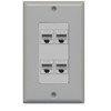 RiteAV Decorative 1 Gang 4 Port Cat5e Ethernet Wall Plate