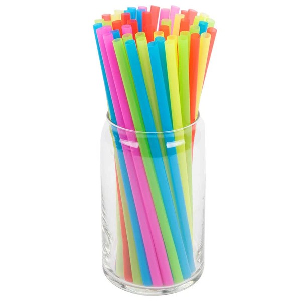 Perfect Stix Wrapped Jumbo Plastic Straws 1000 Pack - 8 inch Drinking Straw Wrapped, Foodservice Disposable Straws, Bulk Set. Includes 250 Count Neon 7.75 Unwrapped Straws