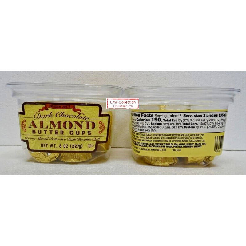 Trader Joe's Dark Chocolate Almond Butter Cups 8oz 227g (2