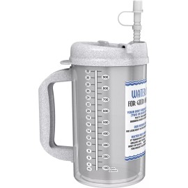 Whirley Drink Works (3) 32 oz. Water Essential Insulated Mugs with Straws - BPA FREE Hospital Mugs