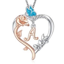 UYBNRK Butterfly Necklaces for Women A Necklace Sterling Silver Initial Necklace Letter Necklace Silver Graduation Gifts for Her Butterfly Jewelry