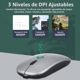 Ratón 2.4G Inalámbrico 3 dpi Ajustables Luz de Respiración 7 Colores Dorado