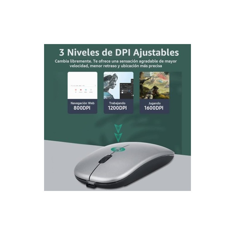Ratón 2.4G Inalámbrico 3 dpi Ajustables Luz de Respiración 7
