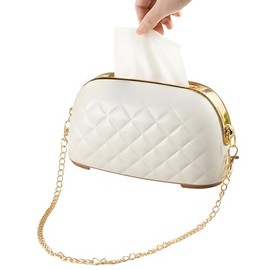 Drimzate Creativity Acrylic Tissue Box Holder,Light Luxury Simple Style with Gold Decor for Bathroom, Kitchen, Bedroom, Office Desk, Hotels and Restaurant(Beige,B)