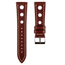 Sully Chevre Vintage Rally Watch Bands - Premium French Goatskin Leather Straps from France Alran Tannery - Quick-Release - Luxury Leather Replacement Watch Band for Men & Women - 20mm, 22mm, 24mm-Black, Brown (Chocolate, 22mm)