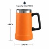 Insulated Beer Stein Tumblers, Orange, 24 ounces(No Straw, No Lid)