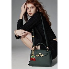 ENSKEFEN Cute Red Cherry Keychain for Women Gold Bag Charm Purse Charms Fashion Keychain Accessories