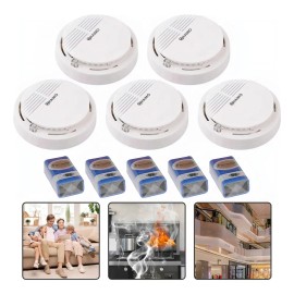 Detector de Humo Haimo 5 Piezas con Alarma Sonora y Flash 80dB Inalámbrico