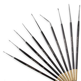 Juego de Brochas de 9 Piezas, Brochas de Primera Calidad para Detalles Finos, Brochas de Punta Súper Fina para Pintura Acrílica, Acuarela, Pintura al Oleo, Cara, Uñas, Modelado, Detalles y Más