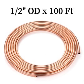 GOORY Copper Tubing 1/2" OD x 0.445" ID x 100 Ft - 99.9% C12200 Pure ACR Tube - ASTM B280 Refrigeration T2 Copper Tube Soft Coil - Round Seamless Tubing for Refrigerator HVAC System Industry DIY
