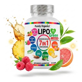 Lipo Green Carnitina Vinagre Manzana Cetonas Frambuesa Verde Chía Piña Pepino Toronja Apoyo Metabolismo Bienestar General Estimulantes Cápsulas
